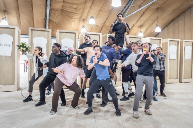 The cast of Dear England (2025) in rehearsals at the National Theatre (c) Marc Brenner 5006