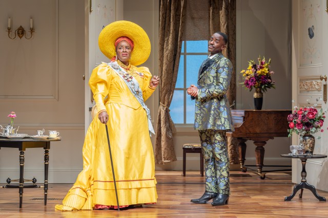 Sharon D Clarke (Lady Bracknell) and Ncuti Gatwa (Algernon) in The Importance of Being Earnest at the National Theatre (c) Marc Brenner 828 (2)