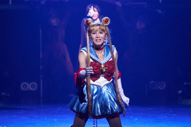 An actress dressed as a character from the Pretty Guardian Sailor Moon anime series on stage