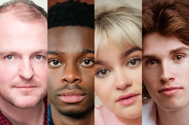Headshots of actors Colm Gormley, Abdul Sessay, Lola Shalam and Joe Reynolds