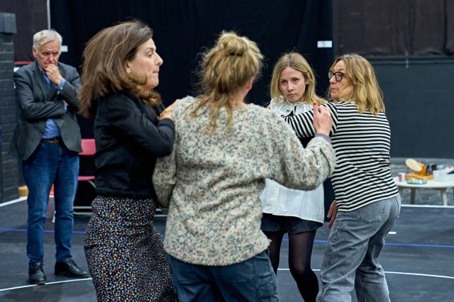 Alan Williams, Aisling Loftus, Lucy Black, Sinead Matthews & Dorothy Atkinson in rehearsals for