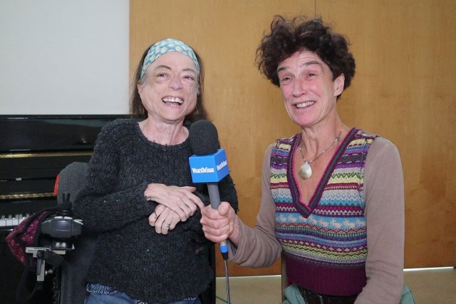 Actors Liz Carr and Shuna Snow in a rehearsal room