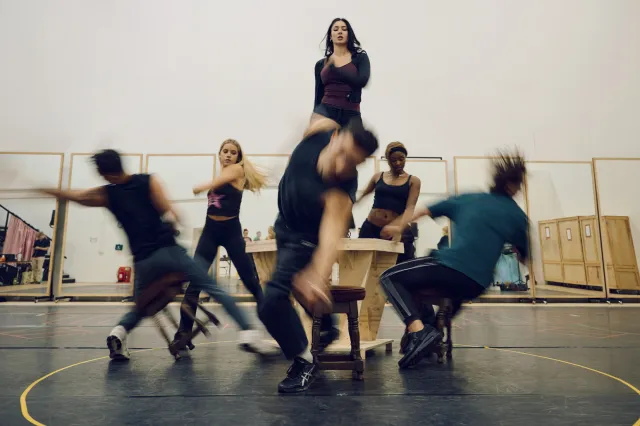 The cast in rehearsals for DIAMONDS and DUST, credit Chris Davis Studio