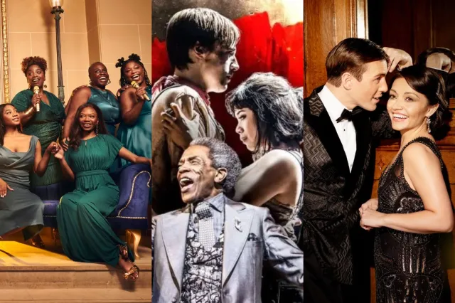 The Muses, original Broadway cast of Hadestown, and Jamie Muscato and Frances Mayli McCann