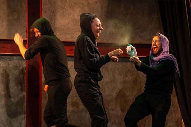 Kyle Schaefer, Regan Sims and Nick Abeel in Fly, You Fools