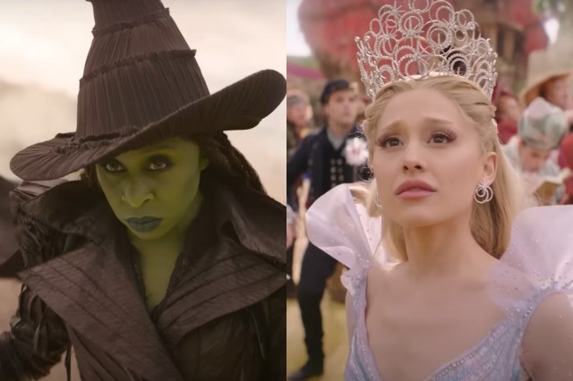 Cynthia Erivo as Elphaba and Ariana Grande as Glinda