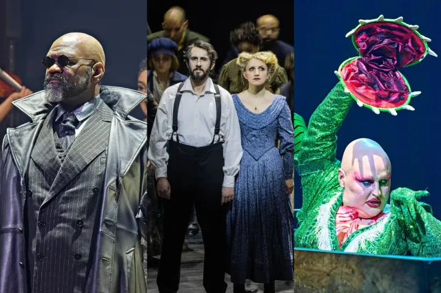 Chis Jarman in Hadestown, Josh Groban and Annaleigh Ashford in Sweeney Todd, Sam Buttery in Little Shop of Horrors