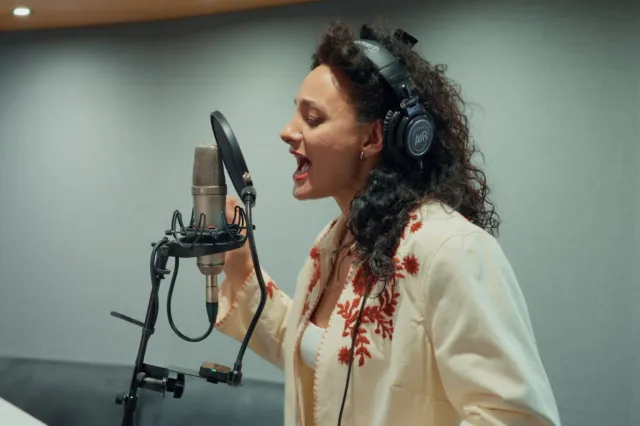 Victoria Hamilton Barritt in the recording studio