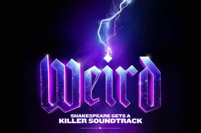 A bluet and purple logo that reads "Weird" and is being struck by lightening