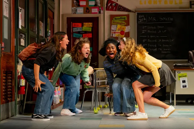 Miya James, Holly Howden Gilchrist, Lauryn Ajufo and Clare Hughes in John Proctor is the Villain