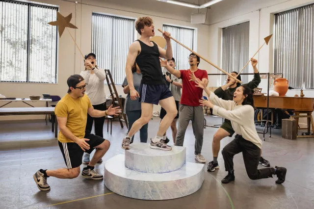 Marc Pickering, Ashley Tucker, James Spence, Curtis Patrick, Luke Latchman, Claire Marie Hall Thespians Rehearsal Photography by Mark Senior