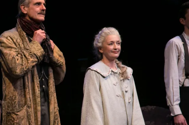 Lesley Manville during a curtain call, photo by Dan Wooller
