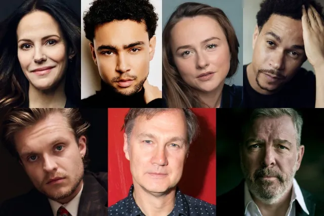 The seven strong cast of The Oresteia