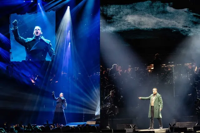 Bradley Jaden et Killian Donnelly lors de la tournée de l'arène Les Mis
