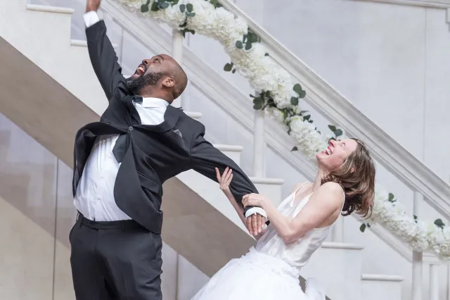 Ken Nwosu and Pippa Nixon in Much Ado About Nothing
