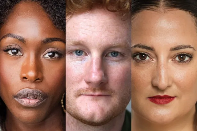 Gloria Onitiri, Jack Shalloo and Rebekah Hinds, photos supplied by the production