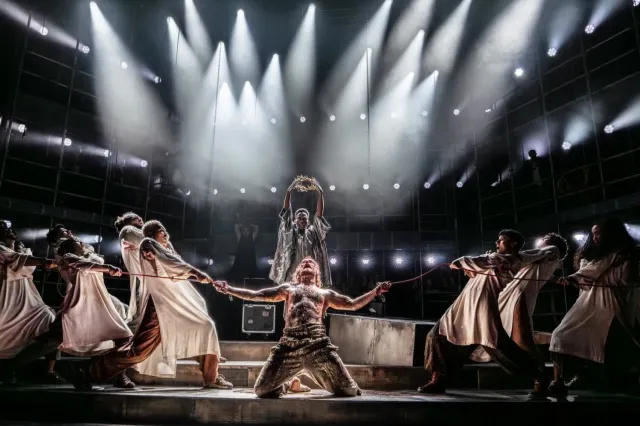 Sam Ryder and the company in Jesus Christ Superstar, photo by Johan Persson