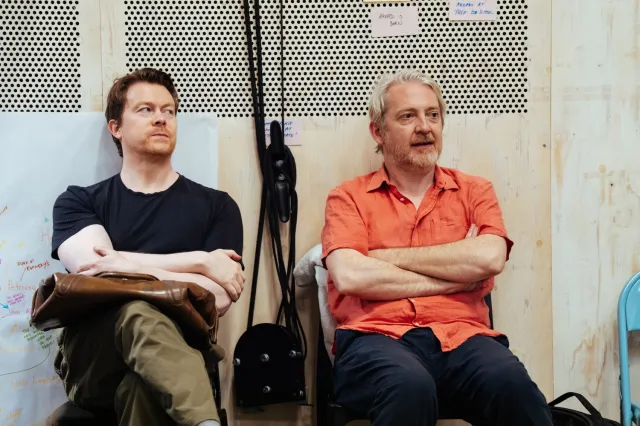 Thomas Arnold et Daniel Rigby en répétitions pour UN MOIS À LA CAMPAGNE Donmar Warehouse photo par Helen Murray