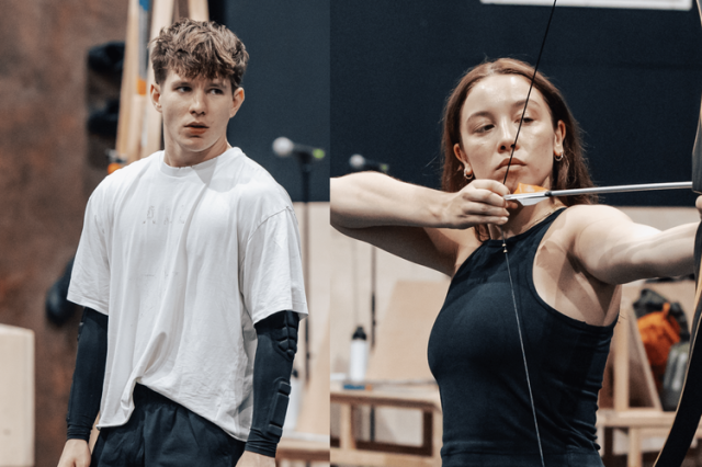Vinnie Copeland et Elizabeth Anderson en répétitions pour The Hunger Games On Stage crédit Danny Kaan