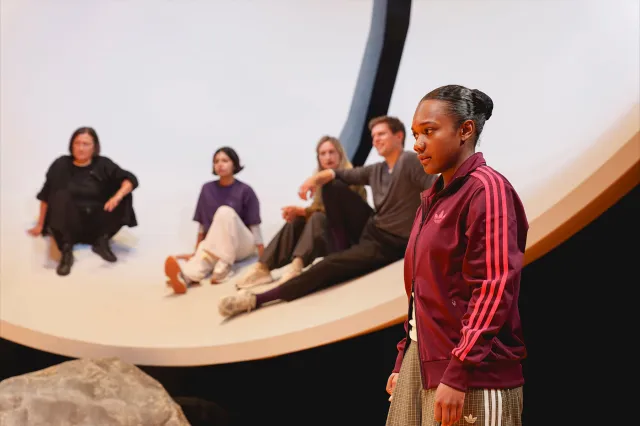 Nina Cassells and the cast of Antigone Exits