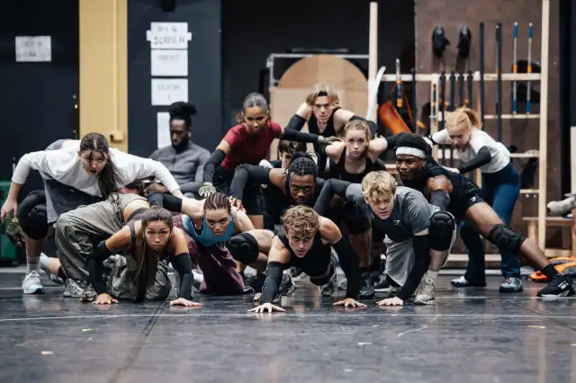 Company of The Hunger Games On Stage in rehearsal credit Danny Kaan (3)