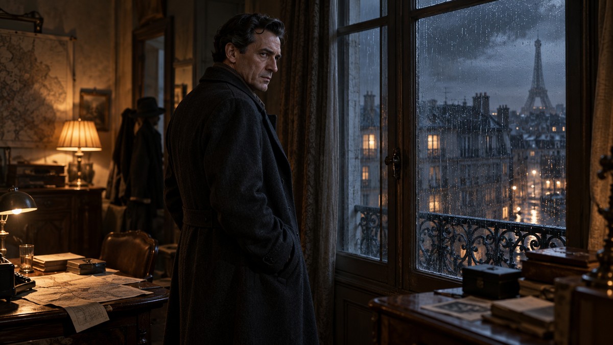 Lino Ventura dans une scène sombre évoquant le réseau clandestin de L’Armée des ombres